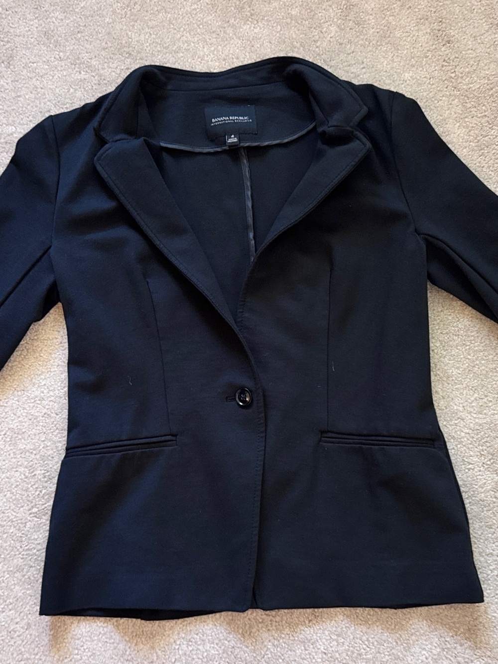 Banana Republic Black Super Soft Tailored Single-Button Blazer
